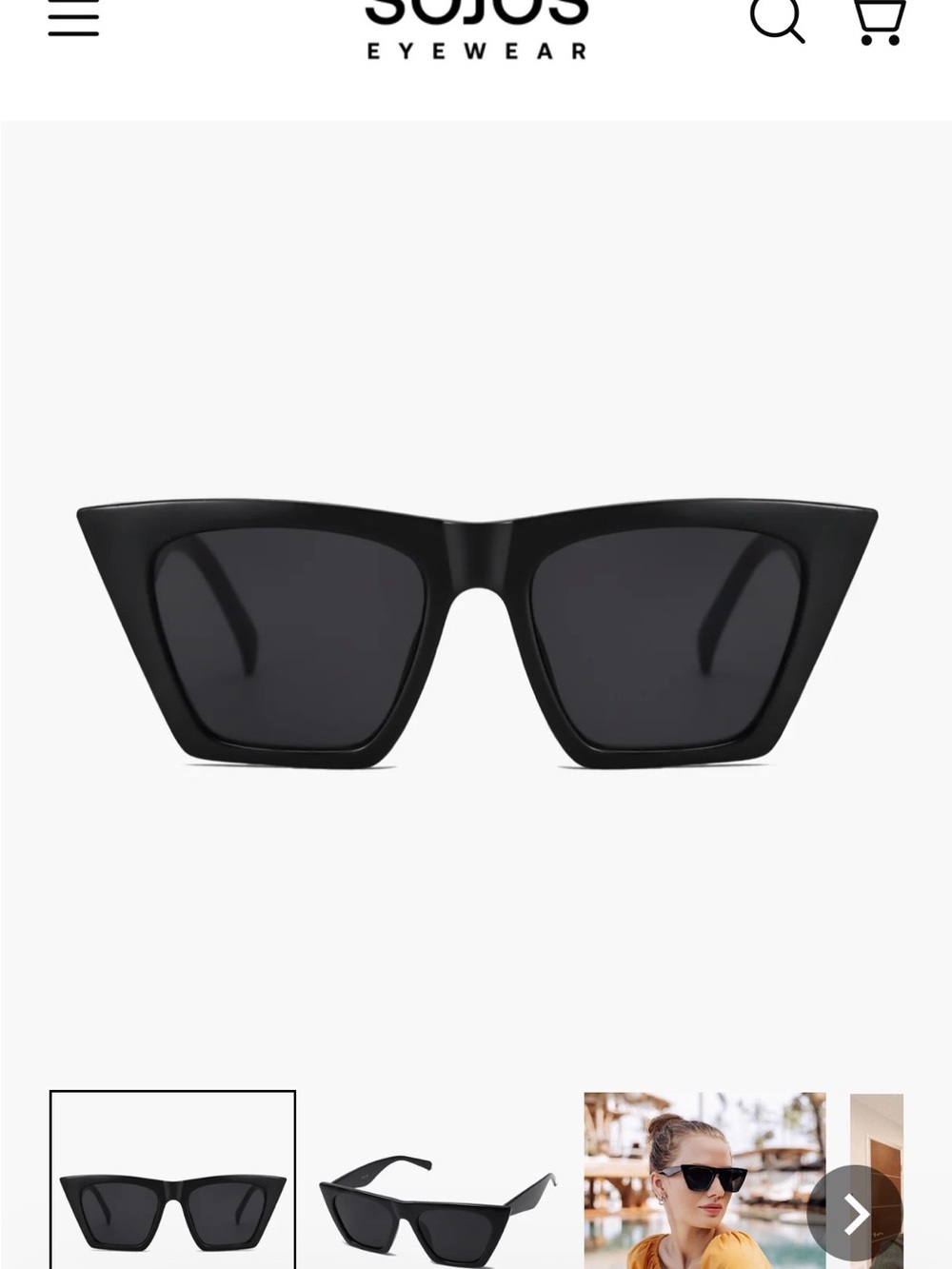 SOJOS Black Cat-Eye Polarized Lens Sunglasses for Women